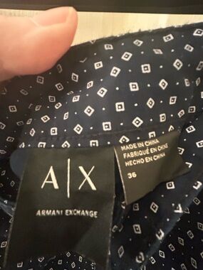 Armani Exchange Navy Shorts with White Geometric Print